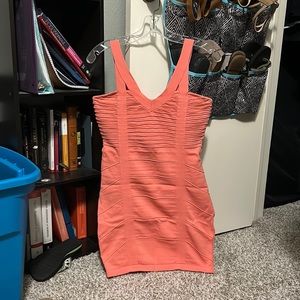Bodycon fit size large stretchy coral pink dress